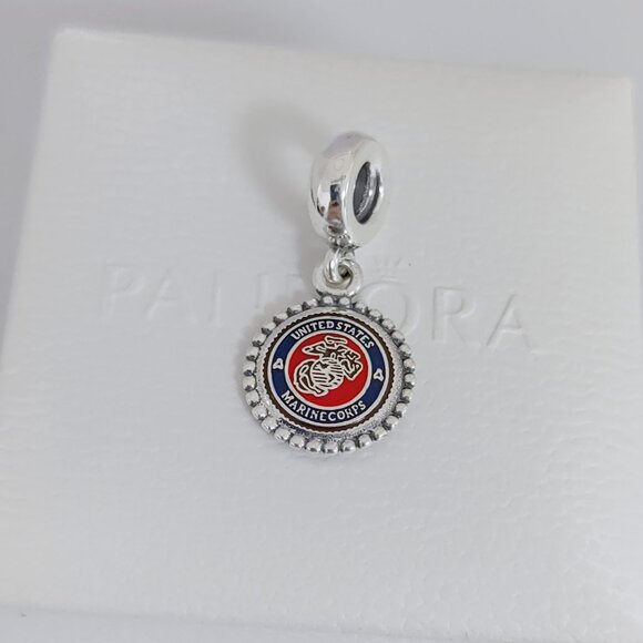 Pandora USMC Charm United States Marine Corps Dangle Charm S925 Silver with box - Picture 1 of 5